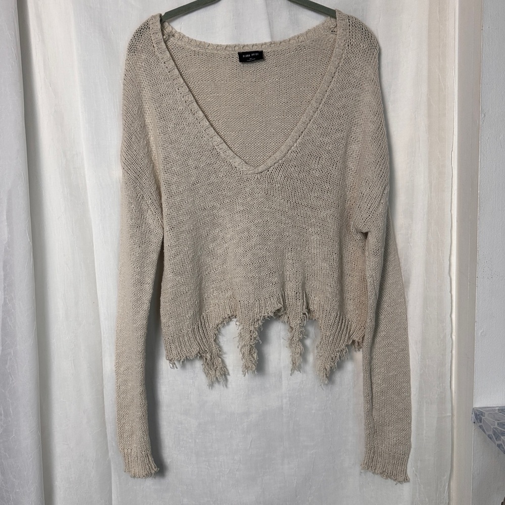 3/$20 💥 Blank Paige Oversized Relaxed Fit Sweater Distressed Cream Frayed Knit‎ - Picture 8 of 15
